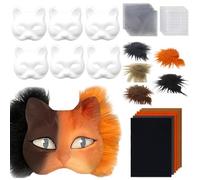 Vistnale Kit de máscara Therian, Kit de máscara de Gato en Blanco de Papel DIY con Tira Peluda, Malla, Tela de Fieltro para Disfraz de Cosplay de Fiesta de Disfraces|Máscaras