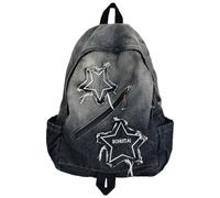 Vistnale Mochila Jean, Mochila Y2K, Mezclilla de Viaje Ligera con múltiples Bolsillos, Bolsa de Estrella de Jean Retro para Estudiantes y Adultos