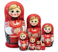 Vistnale Muñecas anidadas|Muñecas Rusas anidadas de 7 Piezas, matrioska Pintada a Mano, diseño de niña con pañuelo, 8, 27 pulgadas/21 cm de Altura