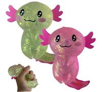 Vistnale Stress Toys 2 Piezas Glitter Axolotl Squeeze Toys Adorable Axolotl Toy Relajante Sensorial Estrés Bola de Azúcar Elástico Fidget para Niños y Adultos Fiesta, Cumpleaños