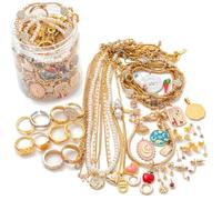 Vistnale Tarro de joyería misteriosa|Tarro de joyería misteriosa, caja de 25 piezas, juego de aleación surtido con aretes, collares, anillos y pinzas para el cabello, dorado