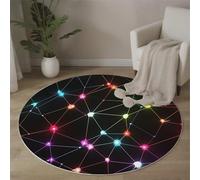 Vistoso Alfombra Salon Redonda 160cm, Alfombra Dormitorio con Estampado Red Punto De Luz, Lavable Estilo Tecnológico Futurista Alfombras Comedor Antideslizante Tapete para Cocina Halls Balcón