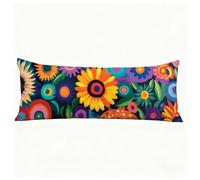 Vistoso Funda Almohada 40x145 cm Fundas Cojines Amarillo Fundas de Almohada Doble Cara Impresión, para Dormir de Lado Lavable Suave Lino Cojines Cama para Sofá Cama Sala Decoración Pillows H0-189