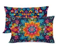 Vistoso Funda Almohada 50x70 Mandala Fundas Almohadas 50x70 Pack 2 Protector Almohadas Cierre con Funda Cojin Súper Suave Almohada Cervicales y Cuello, para Dormitorio Halloween Decoracion G - 17