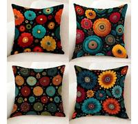 Vistoso Funda Almohada Impermeable Juego de 4, Lino Pillow Case Flores Funda Almohada 55x55 cm, Doble Cara Impresión Cushion Covers con Cremallera Invisible para Decoracion Hogar, Regalo -bby25011ME