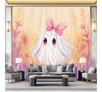 Vistoso Moderno Carta da Parati no autoadhesivo, patrón Dibujos animados Estilo Anime Fantasma Flores, ideal para decoración de interiores, pared de salón dormitorio o estudio 400 x 280 cm