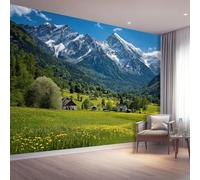 Vistoso Moderno Carta da Parati no autoadhesivo, patrón Paisaje natural Cordillera Pradera Bosque, ideal para decoración de interiores, pared de salón dormitorio o estudio 250 x 175 cm