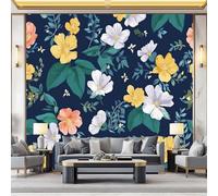 Vistoso Moderno Carta da Parati no autoadhesivo, patrón Simple Flores Hojas Textura, ideal para decoración de interiores, pared de salón dormitorio o estudio 200 x 140 cm