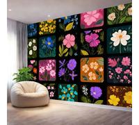 Vistoso Papel pintado - Art Nouveau flores patchwork Mural de pared - Murales de pared para oficina, sala de estar dormitorio sofá fondo de TV, póster mural grande - 300 x 210 cm