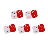 Vistreck 5 Pares de Dados de Corazón Rojo y Blanco: Lindo Juego Juegos Portátil para Fiestas y Varios Juegos