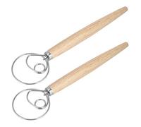 Vistreck Batidora de Masa de Acero Inoxidable con Roble, Batidor Huevos Manual para Hornear en la Cocina, 2 uds.