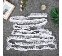 Vistreck Cinta de Encaje de Malla con Adorno Plisado Puntos Impresión 45mm Multicolor 5 Yardas para Manualidades DIY (Blanca)