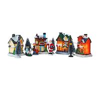 Vistreck Conjunto de Pueblo navideño: Casas en Miniatura con Iluminación LED para Decoración Navideña y Ambiente Festivo en el Hogar