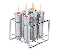 Vistreck Juego de Moldes para Helados y Paletas de Taza Redonda Acero Inoxidable 6 Uds, a Prueba Fugas con Kit Limpieza y Palos Madera