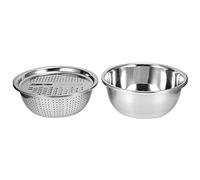 Vistreck Juego de Rallador de Cocina con Cuenco - Desagüe Multifunción Acero Inoxidable para Lavar Arroz, Rallar Verduras y Colar