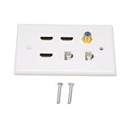 Vistreck Placa de Pared de Interfaz Multimedia HD 6 Puertos - Red CAT6 y Placa Frontal AV para Cine en Casa, HDTV, Proyectores