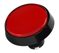 Vistreck Pulsador Plano Redondo Grande de 60 Mm con Luz LED e Interruptor de 3 Pies para Consola Juegos Crane Hine (Roja + LED + interruptor tres patas)