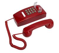 Vistreck Teléfono de Pared Retro de Estilo Antiguo - Teléfono con Cable Resistente Al Agua con Control Volumen del Auricular para el Hogar, la Oficina y el Hotel - Diseño Clásico Rojo