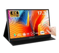 Visual Beat Monitor de pantalla táctil portátil 4K de 17.3 pulgadas, UHD 500Nits 100% AdobeRGB IPS HDR, pantalla de viaje, USB, tipo C y HDMI, altavoces duales, VESA y cubierta inteligente, para
