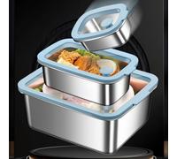 Visual - Caja de almacenamiento de alimentos de acero inoxidable con sello de tapa, adecuada para cambios rápidos de temperatura, compatible con microondas, cocinas de inducción y congeladores (1000