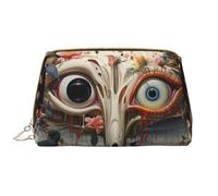 Visual Feast - Bolsa de cosméticos de piel, impermeable, bonita bolsa de aseo de viaje con cremallera, juego de bolsas de almacenamiento de cosméticos para mujer, color marrón, White, Talla única