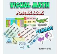 Visual Math Poster Book: 30 Charts to Master Fractions, Decimals, Algebra, Geometry & Statistics Grade 3- 8 Make Math Easy, Visual, and Fun!