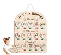 Visual Schedule for Kids, Wooden Daily Schedule Board, Educational Toy Planner, Durable Wood Design, Perfect for Morning Routine, School Supplies, Preschool, Childhood Learning, 35.6x30x3.8cm