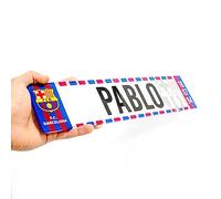 Visual Stocks FC Barcelona - Matricula Metacrilato Personalizada Equipo de Futbol Barça - Matricula con Nombre - 38cm x 8cm - Placa Impresion Directa - Nombres Decorativos Personalizados