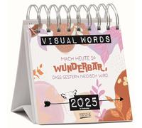 Visual Words Acuarela 2025: calendario de postales tipo Art con texto en inglés "cada semana". Calendario semanal de escritorio de alta calidad