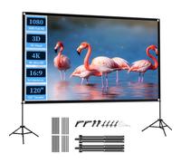 VISULAPEX Pantalla Proyector 120 Pulgadas, 16:9, 4K HD Pantalla para Proyector Portátil con Tripode, Plegable Projector Screen para Interior y Exterior, Cine en Casa, Jardín