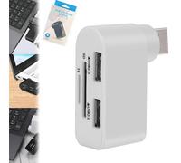 Visulong 4 in 1 Rotatable USB Hub, USB 2.0x2, TF + SD, 180° Rotation, USB C to HDMI Hub Adapter, Portable 180 Degrees Rotate USB Hub for MacBook, Laptops, Mobile HDD and More (White)
