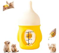 Visulong Leak-Proof Squeezable Kitten Bottle, Puppy Bottles for Nursing, Reusable Anti-Choking Silicone Pet Puppy Milk Bottle Nursing Kit, for Kittens Puppies Small Animals (Yellow,20ml/0.7oz)