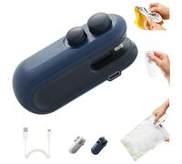 Visulong Mini Bag Sealer with Cutter and Magnet, Mini Sealer Small Household Hand Pressure Sealer, 2 in 1 Gadget Cutter and Sealers, Portable Snack Plastic Bag Heat Sealing Machine (Blue)