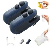 Visulong Mini Bag Sealer with Cutter and Magnet, Mini Sealer Small Household Hand Pressure Sealer, 2 in 1 Gadget Cutter and Sealers, Portable Snack Plastic Bag Heat Sealing Machine (Blue*2)