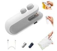 Visulong Mini Bag Sealer with Cutter and Magnet, Mini Sealer Small Household Hand Pressure Sealer, 2 in 1 Gadget Cutter and Sealers, Portable Snack Plastic Bag Heat Sealing Machine (White)