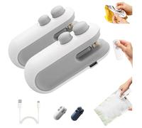 Visulong Mini Bag Sealer with Cutter and Magnet, Mini Sealer Small Household Hand Pressure Sealer, 2 in 1 Gadget Cutter and Sealers, Portable Snack Plastic Bag Heat Sealing Machine (White*2)