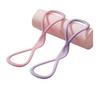 Visulong Resistance Bands, Figure 8 Exercise Bands, Durable Rubber Yoga Pulling Rope，Non-Slip Handles, Home Gym (Pink(25lb)+Purple(25lb))
