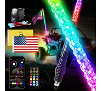 Viswiker 1 luz LED en espiral de 3 pies con base de resorte, luz de látigo UTV con aplicación y control remoto, luz de antena de color persecución para ATV Polaris RZR SXS Can-Am Dune Buggy