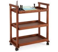 VISWIN 93 cm H Carro Organizador de 3 Niveles, Carro Rodante de Madera de Haya Maciza con Ruedas, Carro Organizador Multifuncional de Materiales de Arte, Carro para Estudio, Aula, Cocina