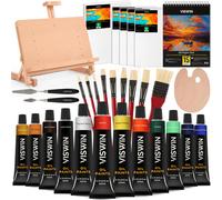Viswin Bsico de pintura al leo con mesa de madera de haya Cazn completo Kit de pintura al leo con pinceles de pintura Paleta de paleta de paletas