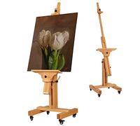 VISWIN Caballete Pintura de Estudio Grande, Inclinable a Horizontal, Caballete Profesional Ajustable de Madera de Haya con 4 Ruedas, Caballete Pintar para Adultos, Artistas, Pintor, TV