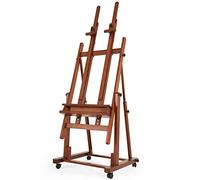 VISWIN Caballete Pintura en H Grande de Doble Mástil, Inclinable a Horizontal, Caballete Pintar Profesional Ajustable de Madera de Haya con 4 Ruedas & Bandeja para Adultos, Artistas, Pintor, Estudio