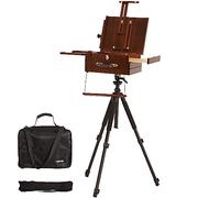 VISWIN Caballete portátil Plein Air, caja de pochade con trípode de aluminio y 2 bolsas de transporte de nailon, soporte francés de mesa y caballete de piso para pintar, exhibir al aire libre,