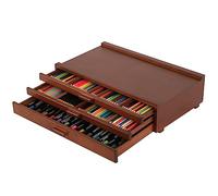 VISWIN Caja de Madera de 3 Cajones con Separadores Extraíbles, Caja de Madera de Haya de Primera Calidad, Caja Organizadora Portátil para Pinturas, Bolígrafos, Pinceles y Materiales de Arte