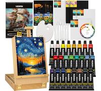 VISWIN Kit de Pintura Acrílica 62 Piezas con Caballete Maletín, Set Completo Profesional con 24 Acrílicos, Lienzos, Pinceles y Bloc, Regalo para Adultos, Niños, Artistas