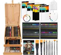 VISWIN Kit de Pintura Acrílica Deluxe con Caballete de Mesa, Set Completo de 74 Piezas con 48 Acrílicos, Lienzos y Pinceles, Kit Profesional para Adultos, Artistas, Niños