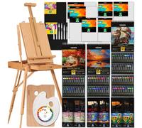VISWIN Kit de Pintura Todo-en-Uno Profesional con Caballete de Aluminio y Haya, Set Completo con 96 Acrílicos, Acuarelas y Óleos, Lienzos, Kit Profesional para Adultos, Artistas, Niños
