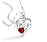 Visxcnu 1 Pieza Regalo Día de la Madre y Cumpleaños Collar I LOVE YOU MOM Colgante Corazón Rojo Oro 18K Joyas Elegantes para Mamá Mujer Gargantilla Amor