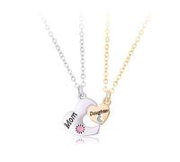 Visxcnu 2 Piezas Collar Madre e Hija Juego Colgante Corazón Puzzle Sol y Luna Regalo Día de la Madre Cumpleaños Joyas Mujer Niña Plata Oro