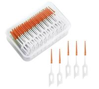 Visxcnu 200 Piezas,Cepillos Interdental Palillo de Dientes,Hilo Dental de Doble Uso,Cepillo de Dientes Reutilizable para Dentaduras Postizas,para la Limpieza Dental Elimina los Alimentos (Naranja)